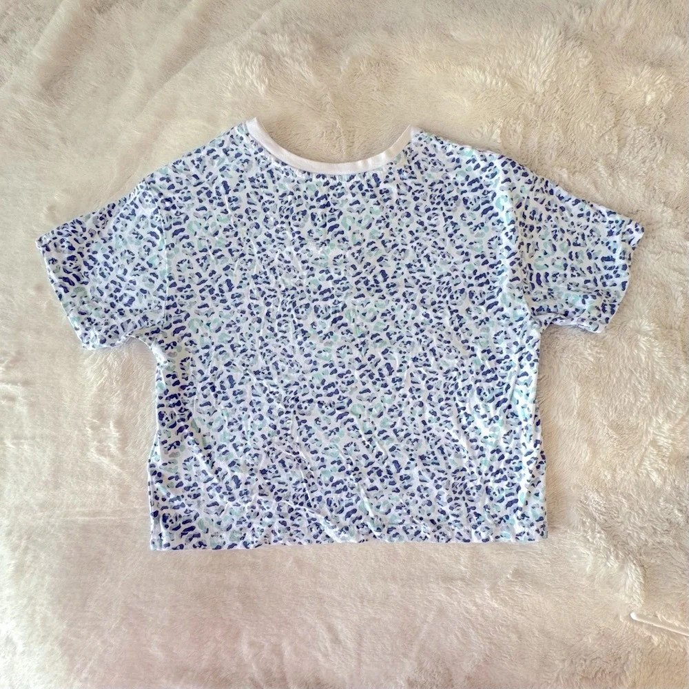 Converse Girls Leopard Cropped Short Sleeve Tee, blue,white,12G,L,140-155cm